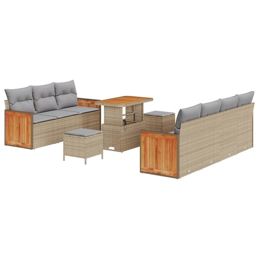Garten-Sofa-Set 10 pcs Beige und Hellgrau 90 x 55 x 71 cm